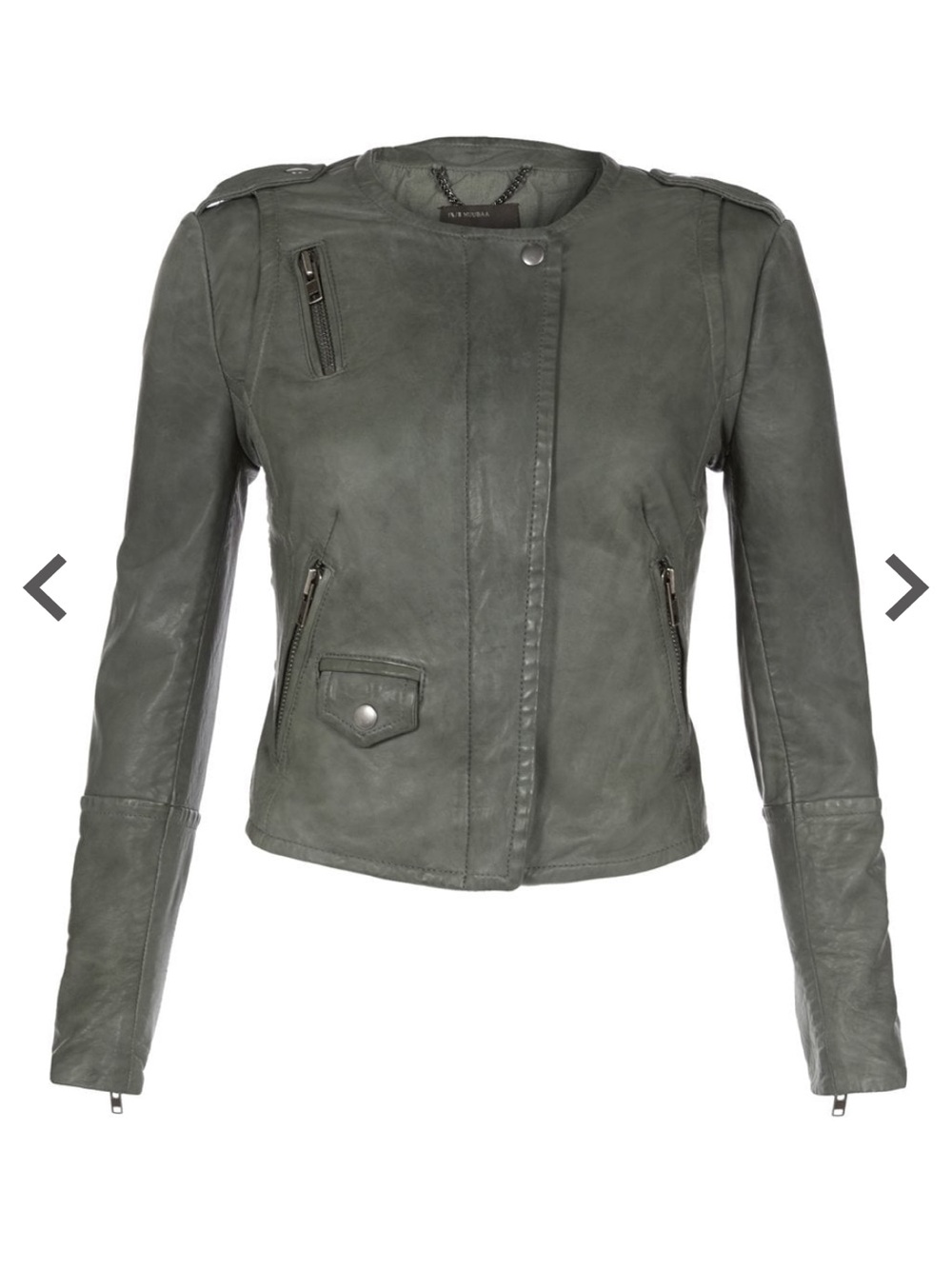 Muubaa Sage Green Sheep Leather Biker Jacket Sz 2
